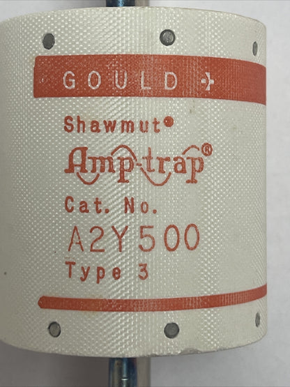 GOULD SHAWMUT A2Y500-3 AMP-TRAP FUSE 500AMP 250VAC 500VDC TYPE 3
