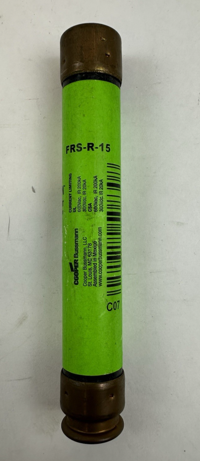 COOPER BUSSMANN FRS-R-15 15A RK5 TIME DELAY FUSE 600VAC LOT OF 2