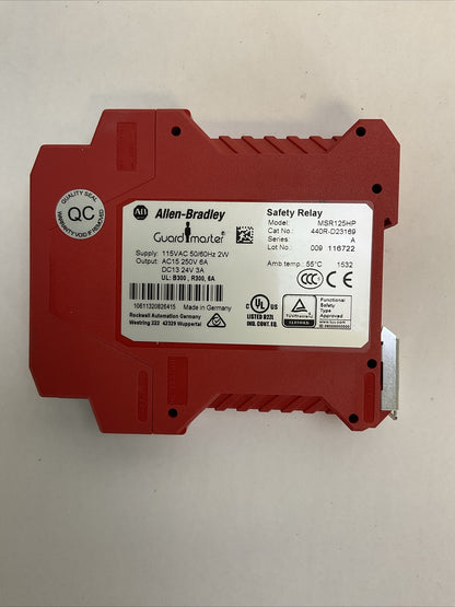 ALLEN BRADLEY 440R-D23169 MSR125HP SAFETY RELAY SER A OUTPUT AC15 250V 6A DC13