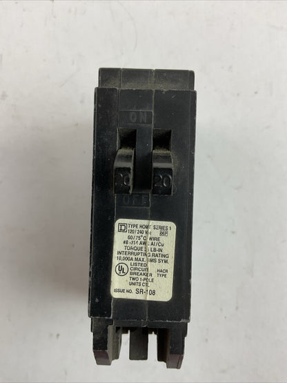 SQUARE D HOMT2020 MINITURE CIRCUIT BREAKER 20/20AMP 120/240VAC