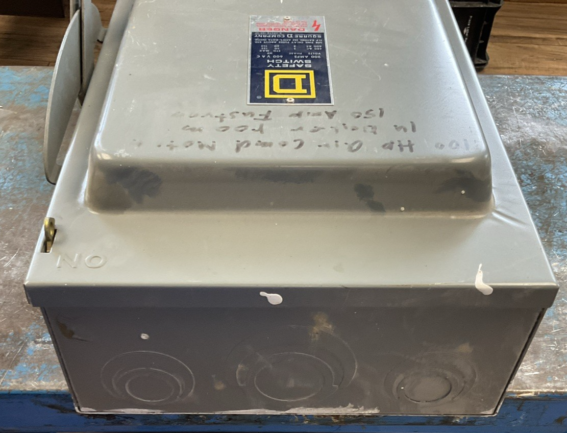 SQUARE D H364 SERIES D2 FUSIBLE SAFETY SWITCH 600VAC 200AMP 3POLE 3PH 150HP