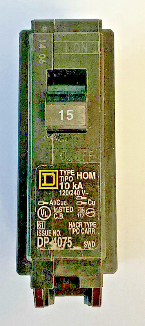 SQUARE D HOM115 CIRCUIT BREAKER TYPE HOM 15A 10KA 120/240VAC***LOTOF4***