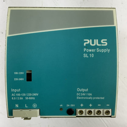 PULS SL10.105 POWER SUPPLY OUTPUT 24-28VDC 10A INPUT 100-120/200-240VAC 6/2.8A