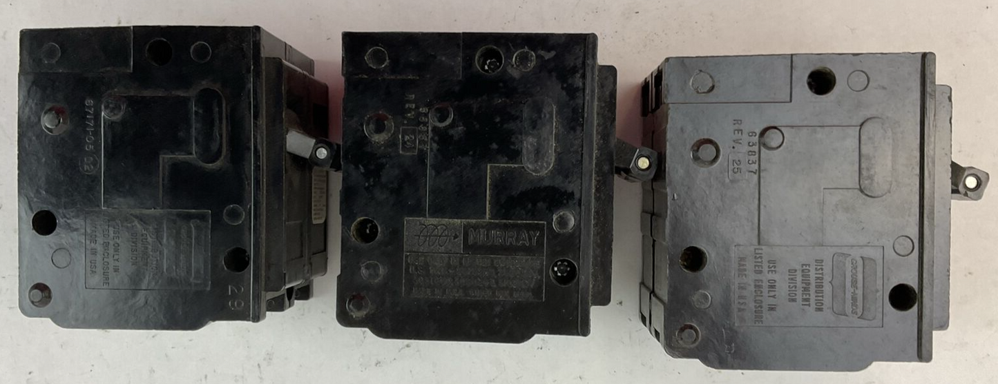 MURRAY / CROUSE-HINDS MP230 CIRCUIT BREAKER 30AMP 2POLE 120/240VAC (LOT OF 3)