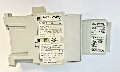 ALLEN BRADLEY 300-CO*930 SER.C CONTACTOR W/ 100F W/ 100-S 600V NEMA SIZE 2