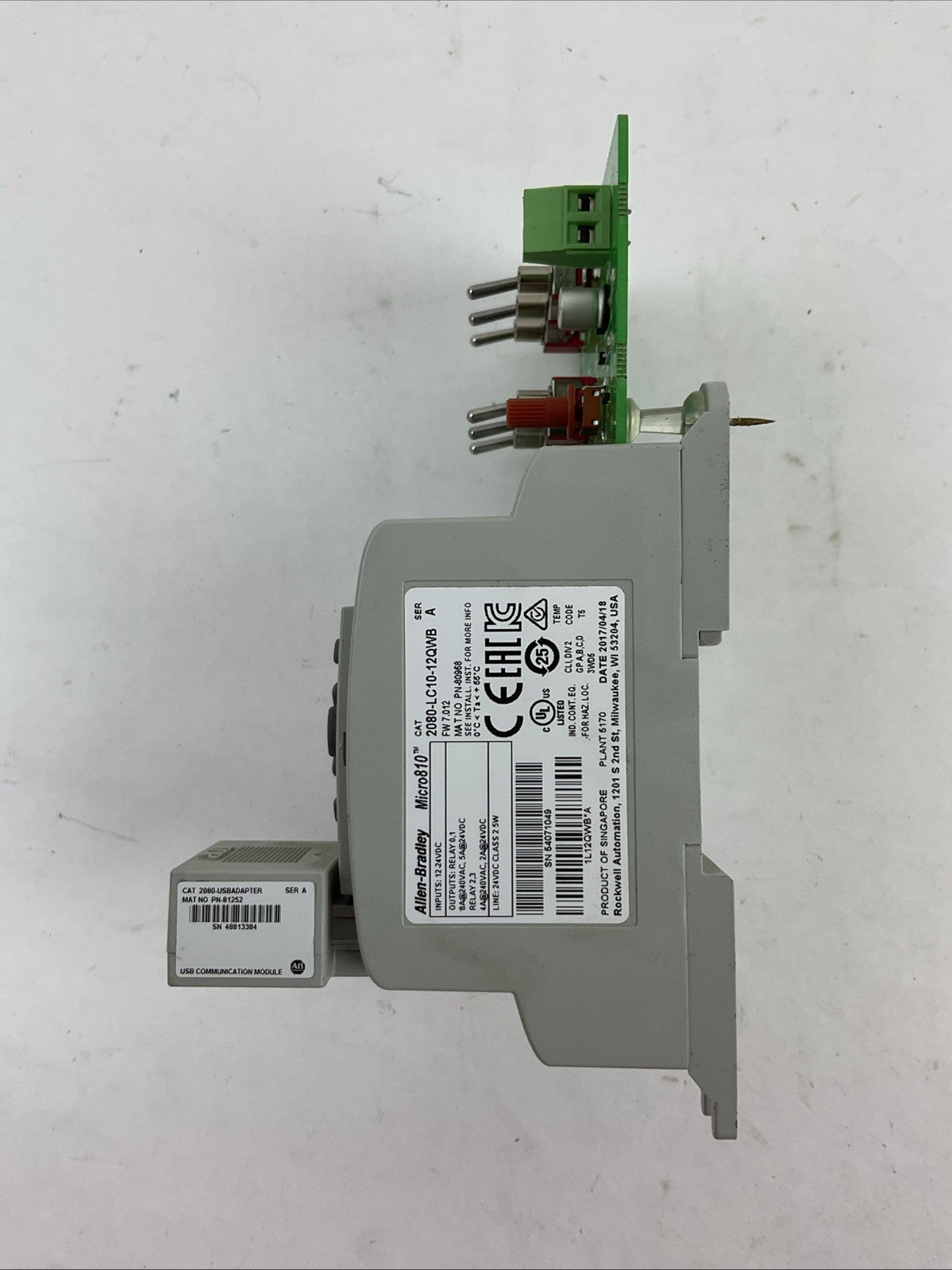 ALLEN BRADLEY 2080-LC10-12QWB SER A FW 7.012 2080-USBADAPTER SER A 201102 BOARD