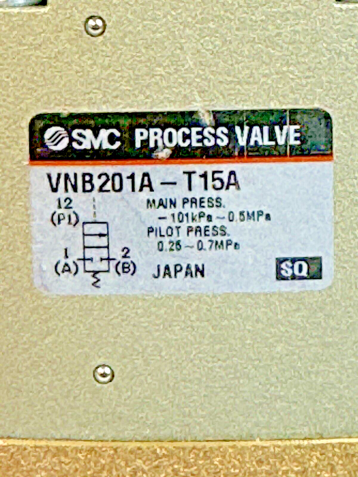 SMC - VNB201A-T15A - PROCESS VALVE - VNA/B/C/D 2-WAY MEDIA VALVE