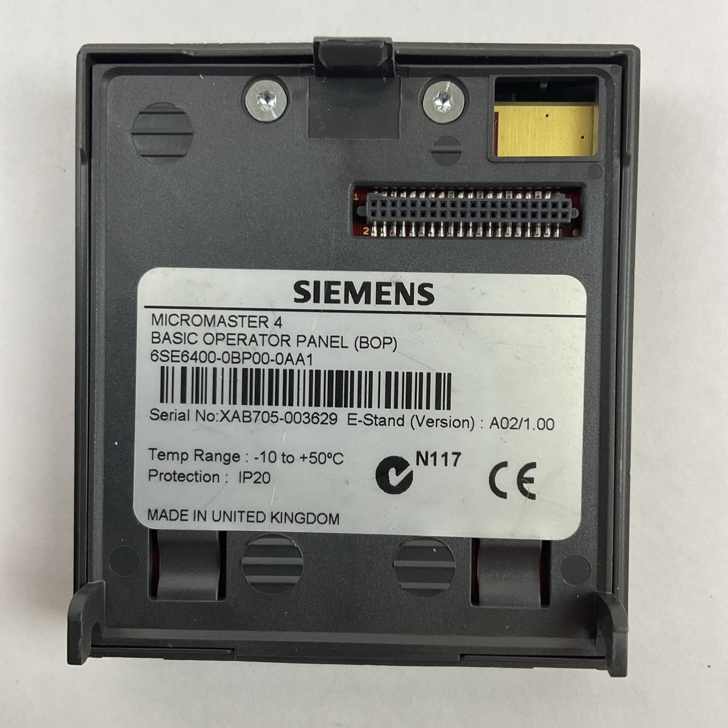 SIEMENS 6SE6400-0BP00-0AA1 MICROMASTER 4 BASIC OPERATOR PANEL E-STAND V A02/1.00