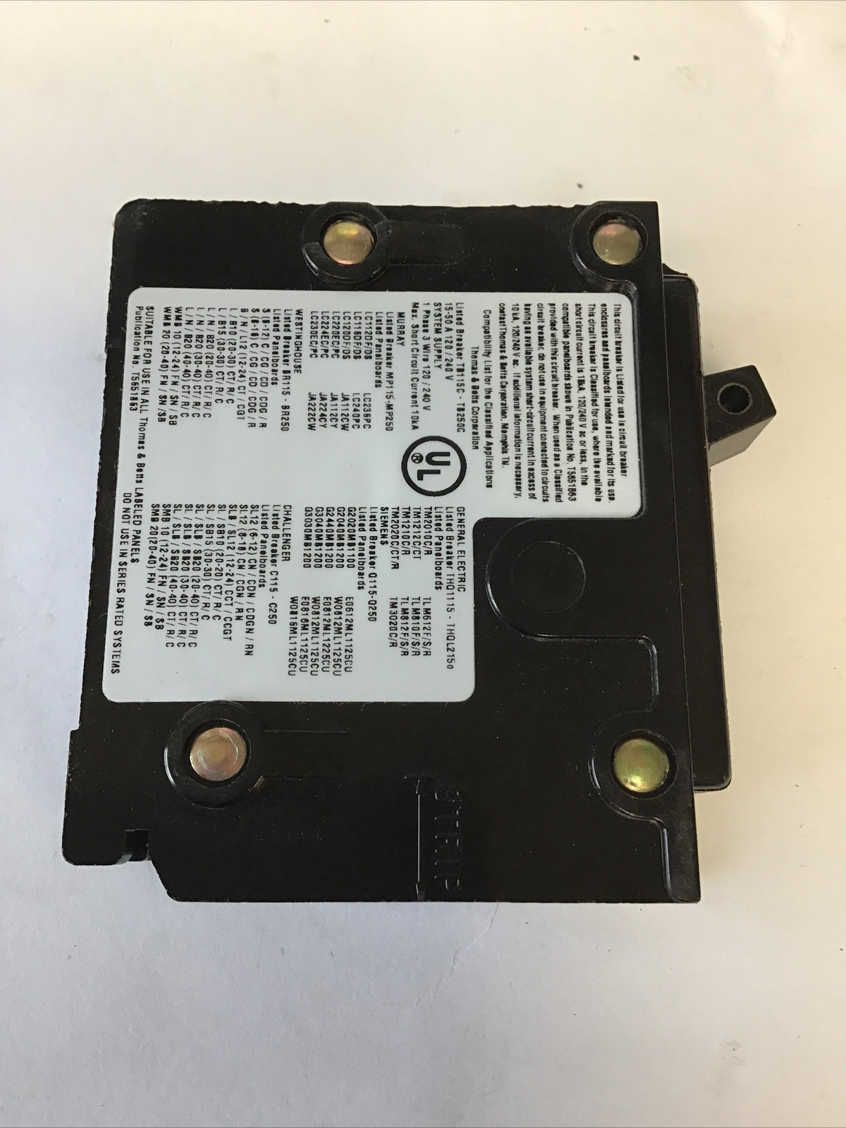 THOMAS  & BETTS TB115C CIRCUIT BREAKER 120/240VAC 15A  1POLE