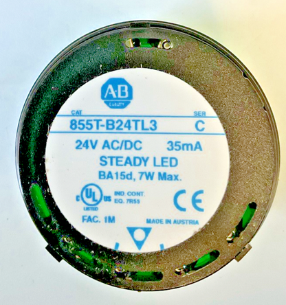 ALLEN BRADLEY 855T-B24TL3 STEADY LED LIGHT 7W SER.C 35MA ***LOTOF2***
