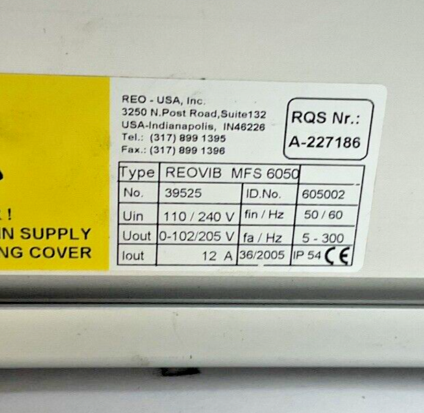REO PRO-TOOL MFS 6050 FREQUENCY FEEDER CONTROL REOVIB 240V 50/60HZ 12A