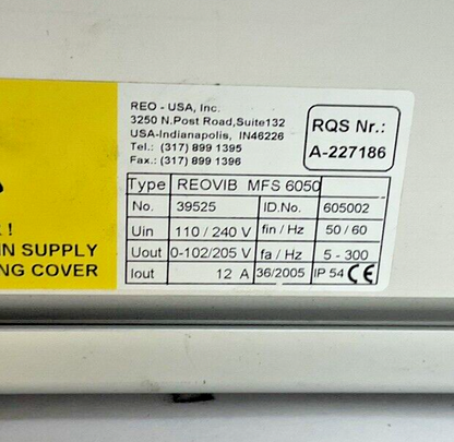 REO PRO-TOOL MFS 6050 FREQUENCY FEEDER CONTROL REOVIB 240V 50/60HZ 12A