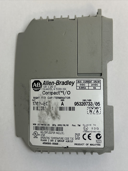 ALLEN BRADLEY COMPACT I/O 1769-ECR SER A F/W REV N/A RIGHT END CAP/TERMINATOR