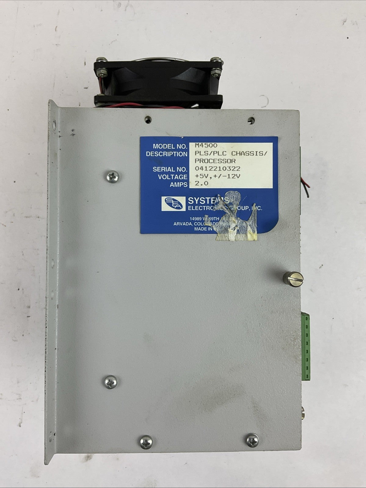 SEA M4500 PLS/PLC CHASSIS PROCESSOR +5V, +/-12V 2.0AMPS