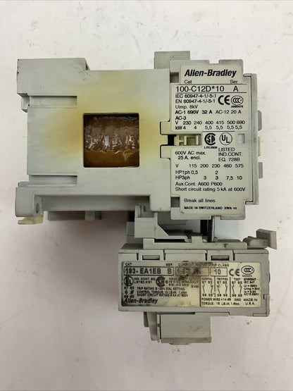 ALLEN BRADLEY STARTER (100-C12D*10 COIL 24VDC + 193-EA1EB 1.6-5.0A)