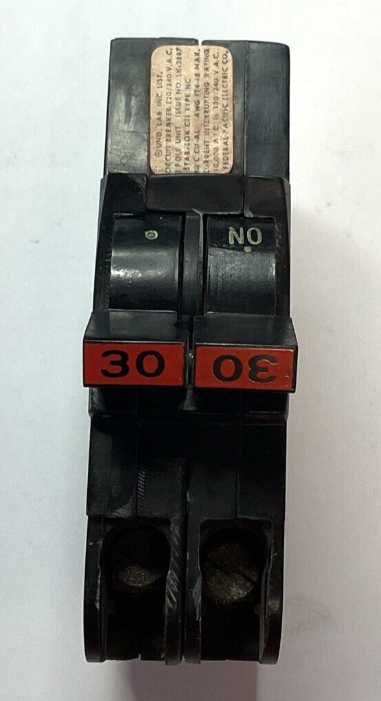 FEDERAL PACIFIC NC230 CIRCUIT BREAKER 30A 120/240VAC  2POLE TYPE NC