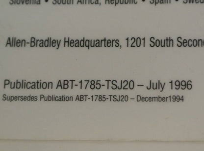 ALLEN-BRADLEY ABT-1785-TSJ20 / TROUBLESHOOTING GUIDE / 1785 PLC-5