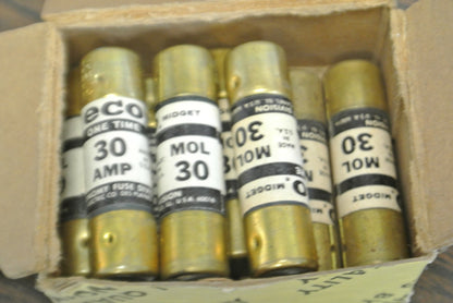 LOT of 8 / ECONOMY / FPE MOL-30 MIDGET ONE-TIME FUSE / 30A / 250V