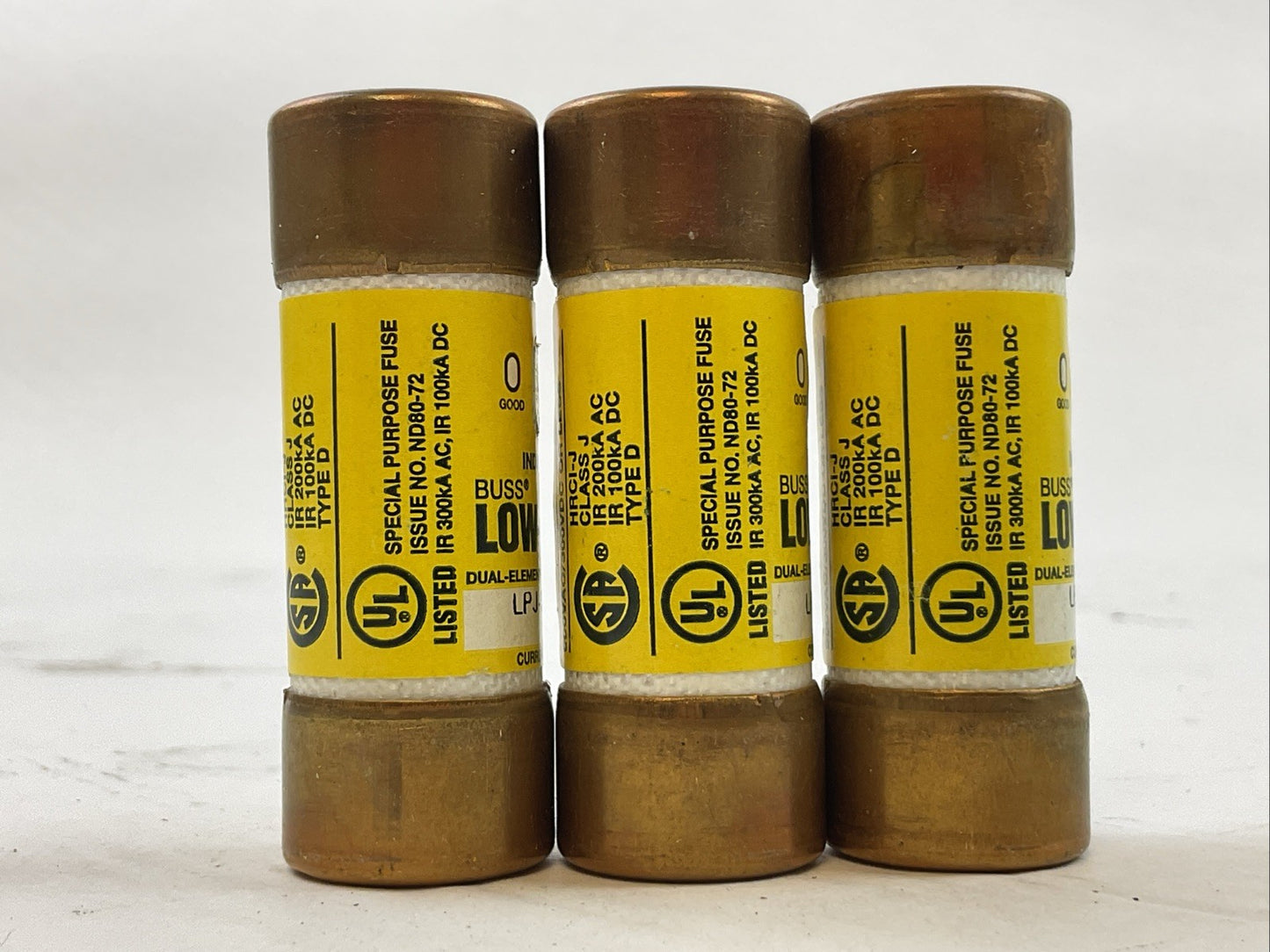 BUSS LPJ-30SPI INDICATOR LOW-PEAK FUSE 30AMP 600VAC 300VDC (LOT OF 3)