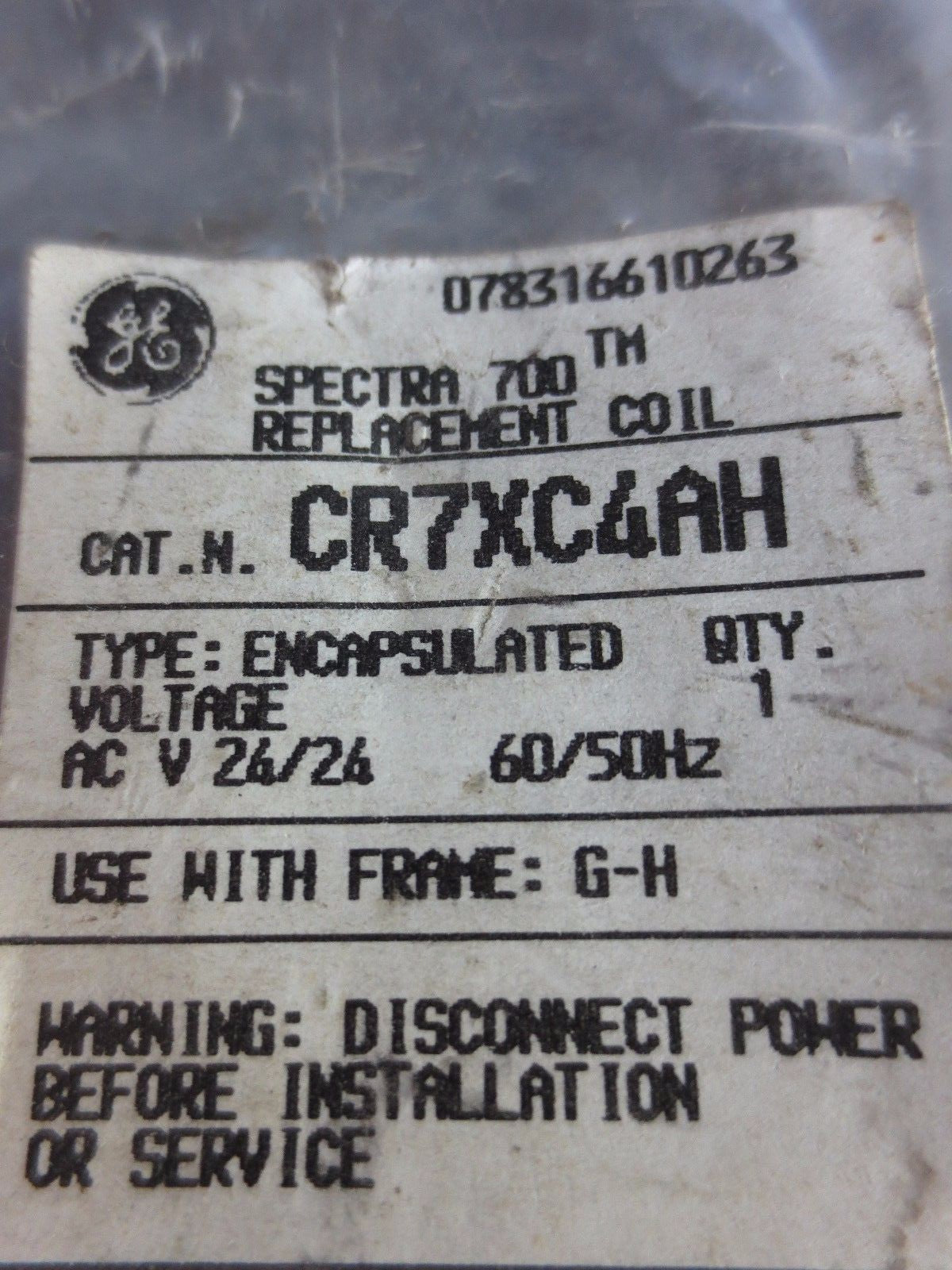 GE CR7XC4AH SPECTRA 700 REPLACEMENT COIL - 24VAC, 50-60Hz - USE w/ FRAME G-H