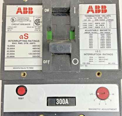 ABB MF868344 CIRCUIT BREAKER 300A TYPE JS 600VAC 500VDC 3POLE