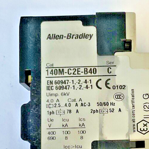ALLEN BRADLEY 140M-C2E-B40 STARTER SER.C  W/ 140M-C-AFA11 SER.A AUX CONTACT