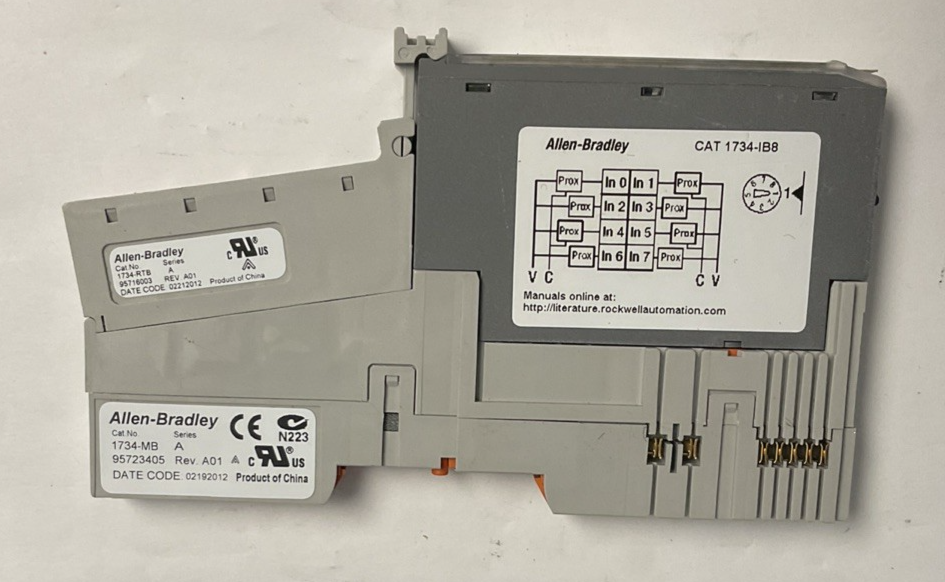 ALLEN BRADLEY 1734-IB8 PLC MODULE SER.D W/1734-MB BASE W/1734-RTB ***LOTOF5***