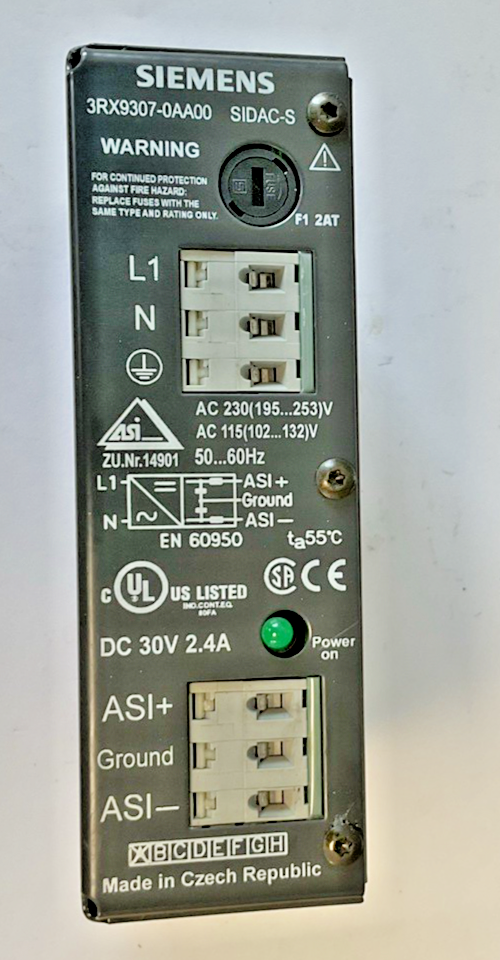SIEMENS 3RX9307-0AA00 POWER SUPPLY SIDAC-S 2.4A 30VDC 50-60HZ