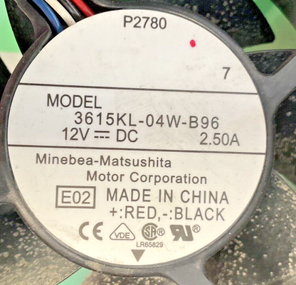 MINEBEA MATSUSHITA 3615KL-04W-B96 FAN W/SHROUD REV.A00 12VDC 2.50A