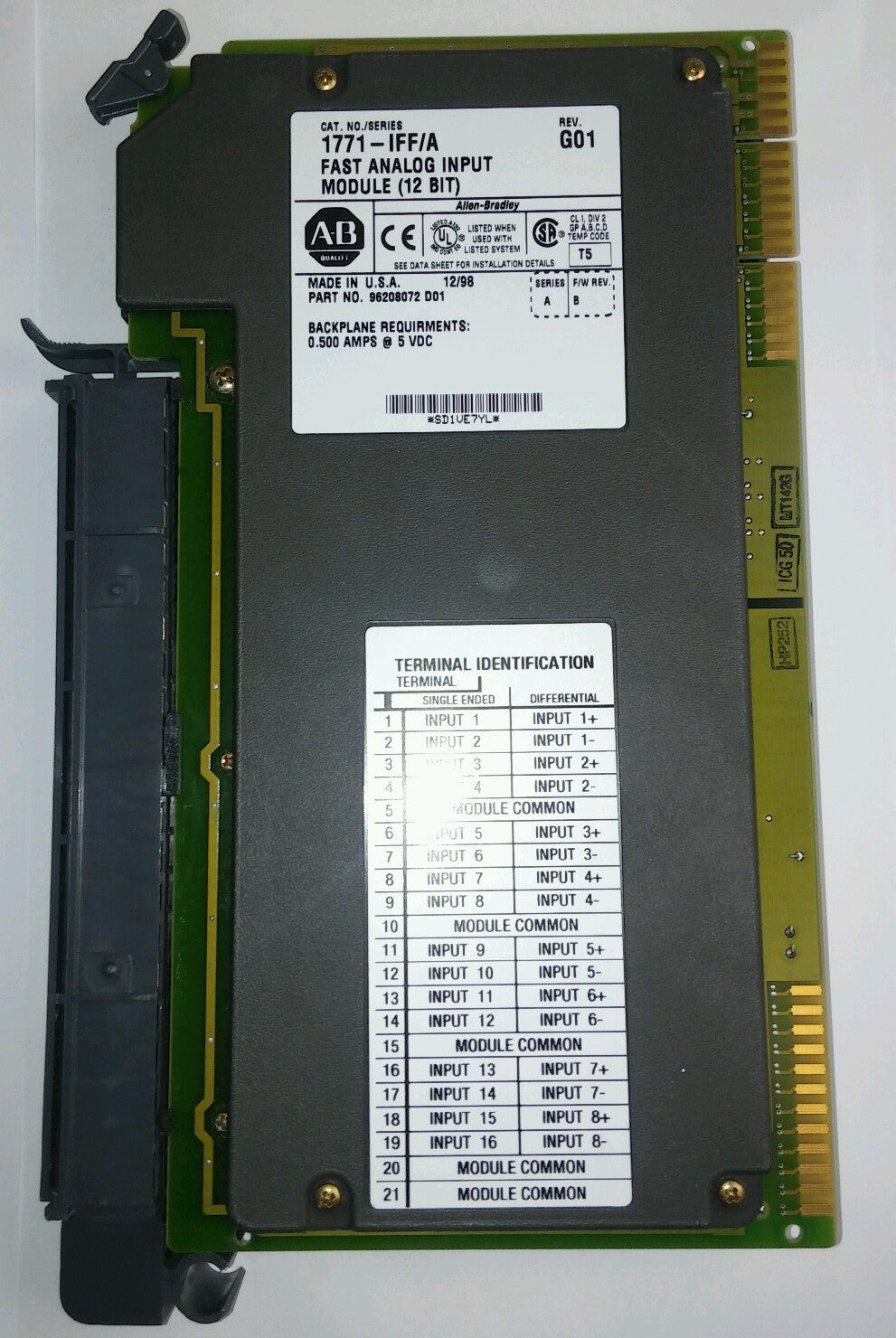 ALLEN BRADLEY 1771-IFF/A FAST ANALOG INPUT MODULE (12 BIT) REV. G01
