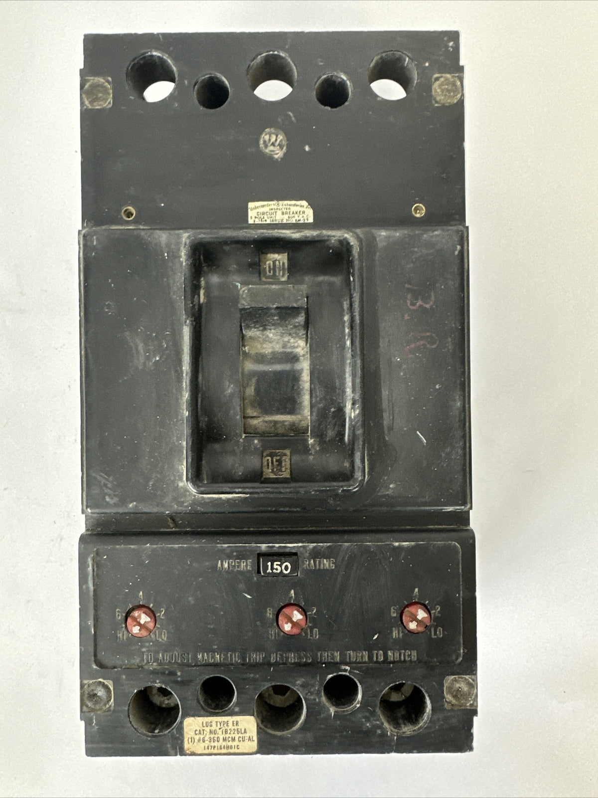 WESTINGHOUSE JA3150C AB DE-ION CIRCUIT BREAKER 3POLE 150A 600VAC