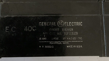 GENERAL ELECTRIC TEF113020 CIRCUIT BREAKER 20A 1POLE 277VAC 125VDC ***LOTOF2***