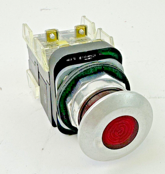 ALLEN-BRADLEY - 800T-FXTQH2RA5 SER. U - RED MUSHROOM PUSH/PULL BUTTON W/ BLOCK