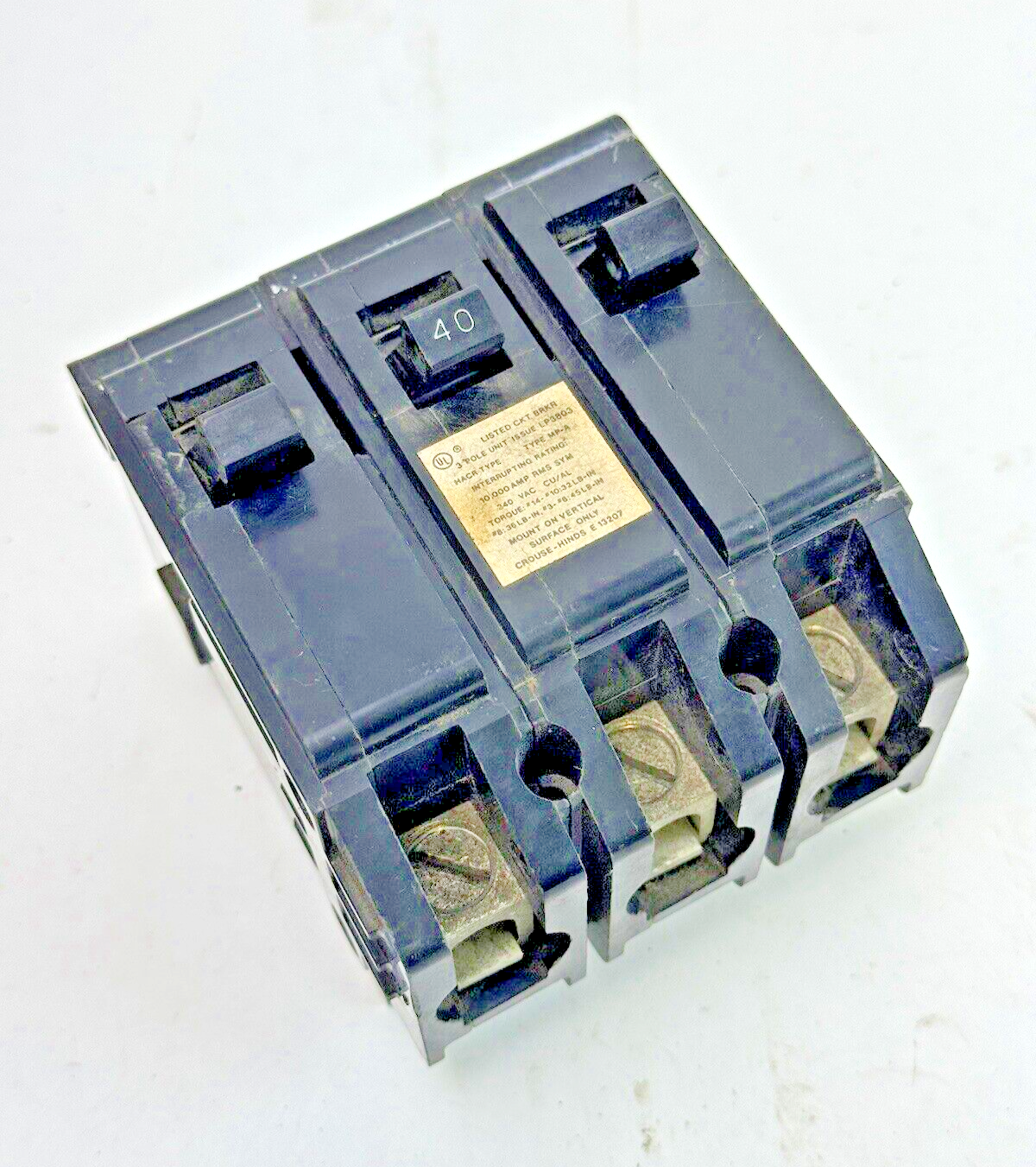 CROUSE-HINDS - MP-A340 - CIRCUIT BREAKER - 40A, 3 POLE, 240 VAC, MP-A-340