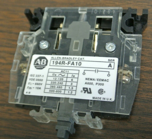 LOT of 5 / ALLEN-BRADLEY 194R-FA10 / AUXILIARY CONTACT / 1 N.O . / NEW SURPLUS