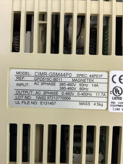 IMPULSE G+ CIMR-G5M44P0 ADJUSTABLE FREQUENCY DRIVE 4011-AFG+ 11.7A 460VAC 3PH