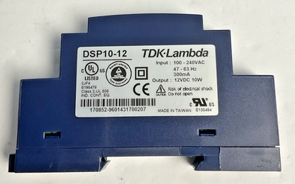 TDK-LAMBDA DSP10-12 POWER SUPPLY 12VDC 10W 63HZ 240VAC
