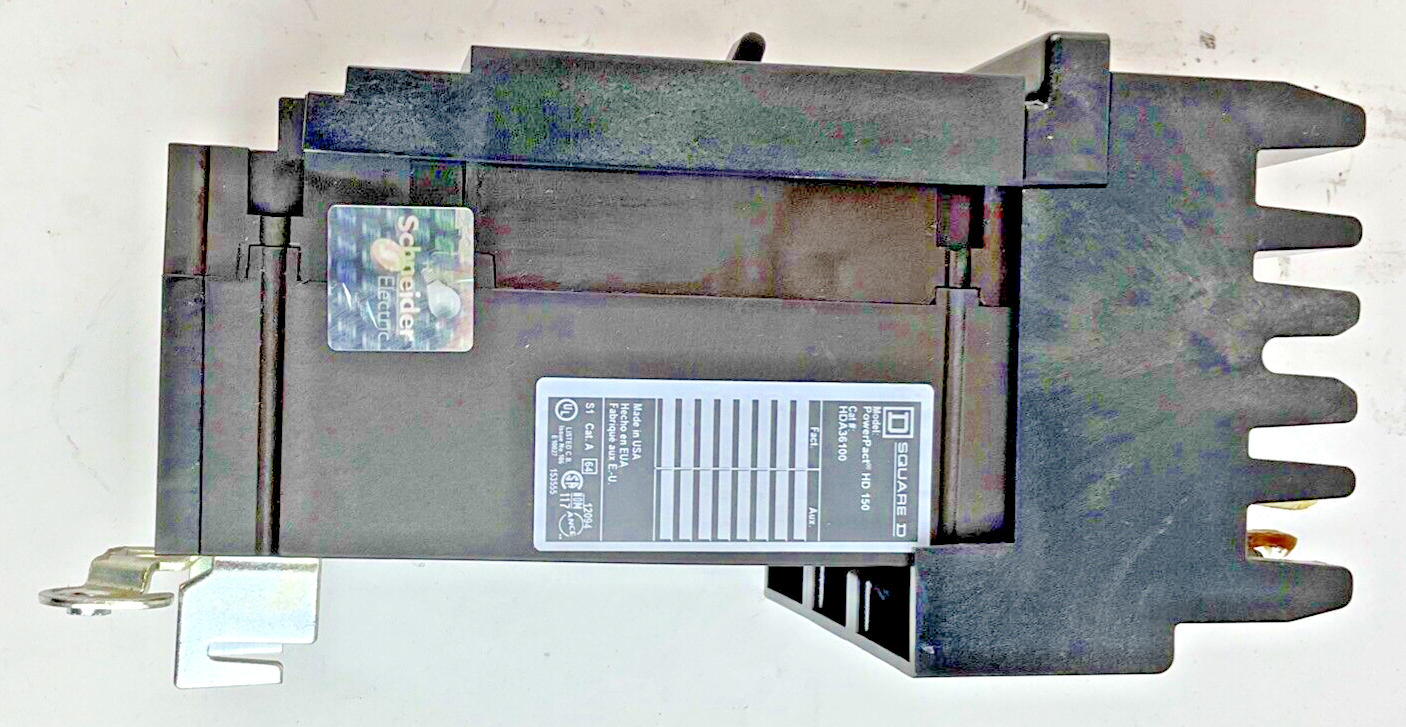 SQUARE D HDA36100 POWERPACT CIRCUIT BREAKER 3POLE 100A CAT.A HD 150 600VAC