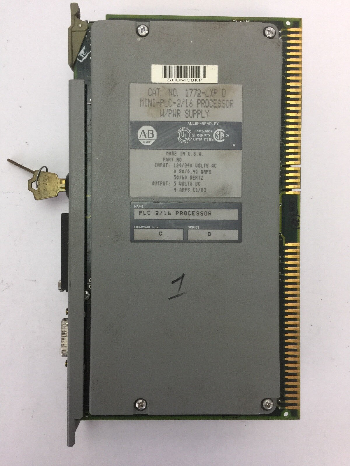 ALLEN BRADLEY 1772-LXP  SER D FIRMWARE REV C OUTPUT 5VDC 4A INPUT 120/240VAC
