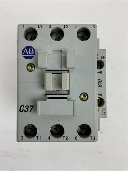 ALLEN BRADLEY 100-C37KP10 CONTACTOR 100-C37*00 SER B 600VAC 50AMP 30HP 3PH