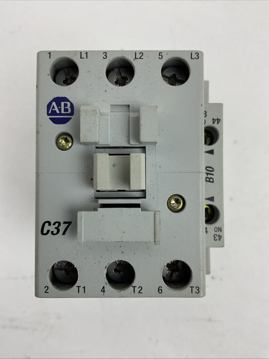 ALLEN BRADLEY 100-C37KP10 CONTACTOR 100-C37*00 SER B 600VAC 50AMP 30HP 3PH