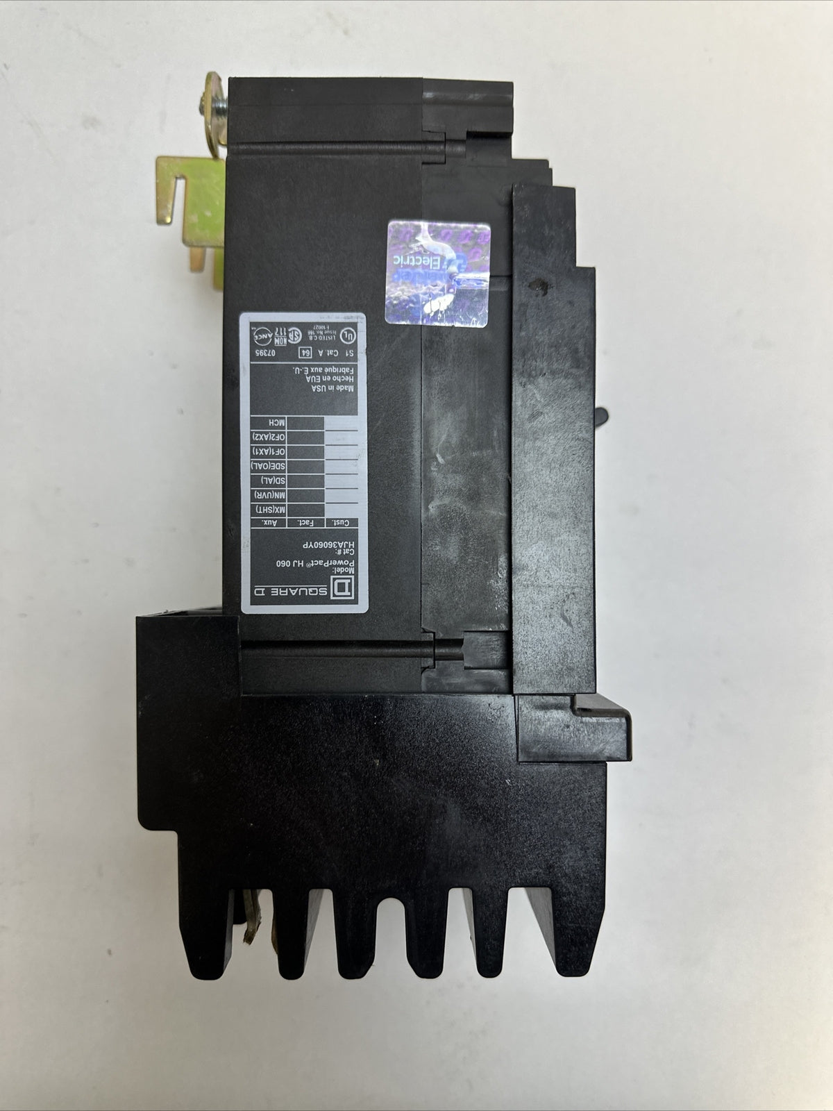 SQUARE D HJA36060YP POWER PACT CIRCUIT BREAKER 60A 600VAC 250VDC 3POLE