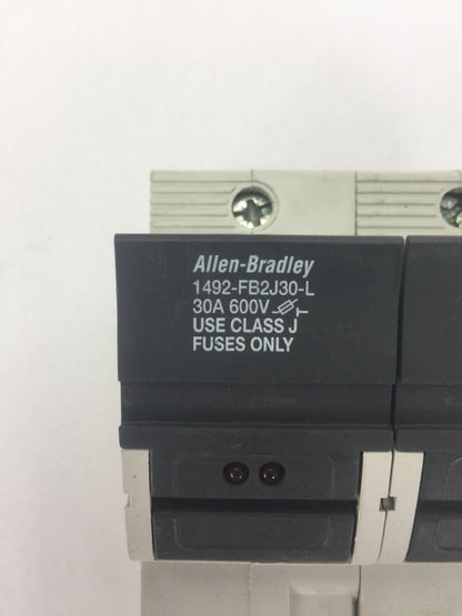 ALLEN BRADLEY 1492-FB2J30-L DUAL FUSE HOLDER 30A 600V USE CLASS J FUSES ONLY