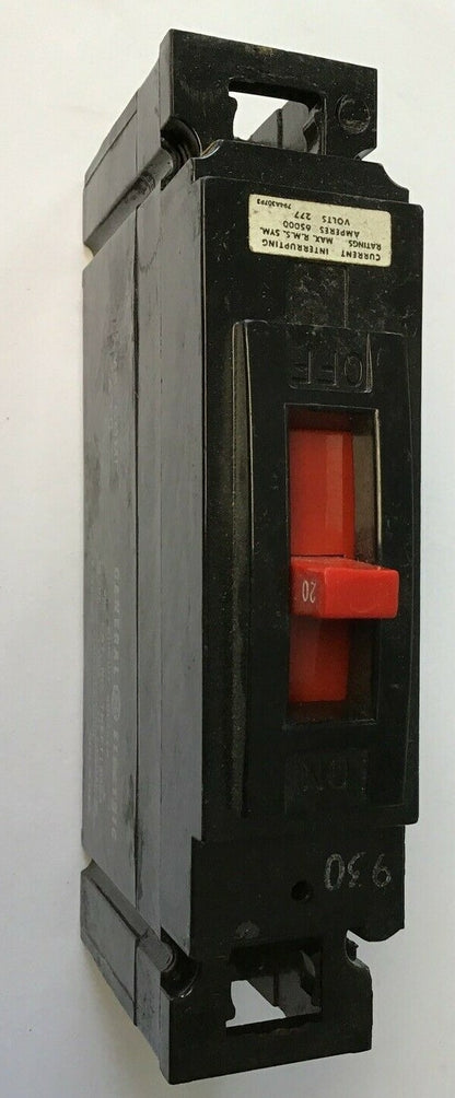 GENERAL ELECTRIC THEF113020 E100 CIRCUIT BREAKER 1POLE 277VAC 125VDC 20A