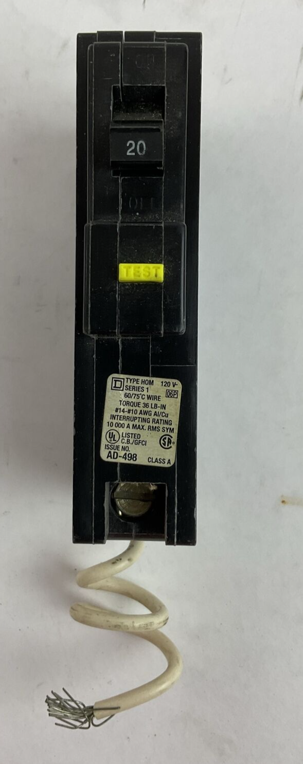 SQUARE D HOM120AFI ARC FAULT CIRCUIT BREAKER 1POLE 20AMP 120VAC