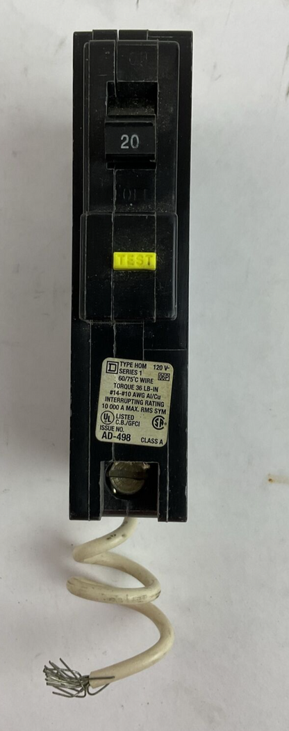 SQUARE D HOM120AFI ARC FAULT CIRCUIT BREAKER 1POLE 20AMP 120VAC