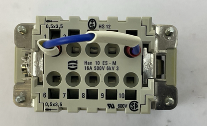 HARTING HAN 10ES-M INDUSTRIAL MALE CONNECTOR 16 A 500 V HAN10ESM