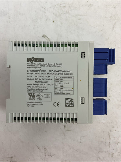 WAGO 787-1664/0004/1000 CIRCUIT PROTECTOR OUTPUT DC 4x24V/3.8A INPUT DC 24V