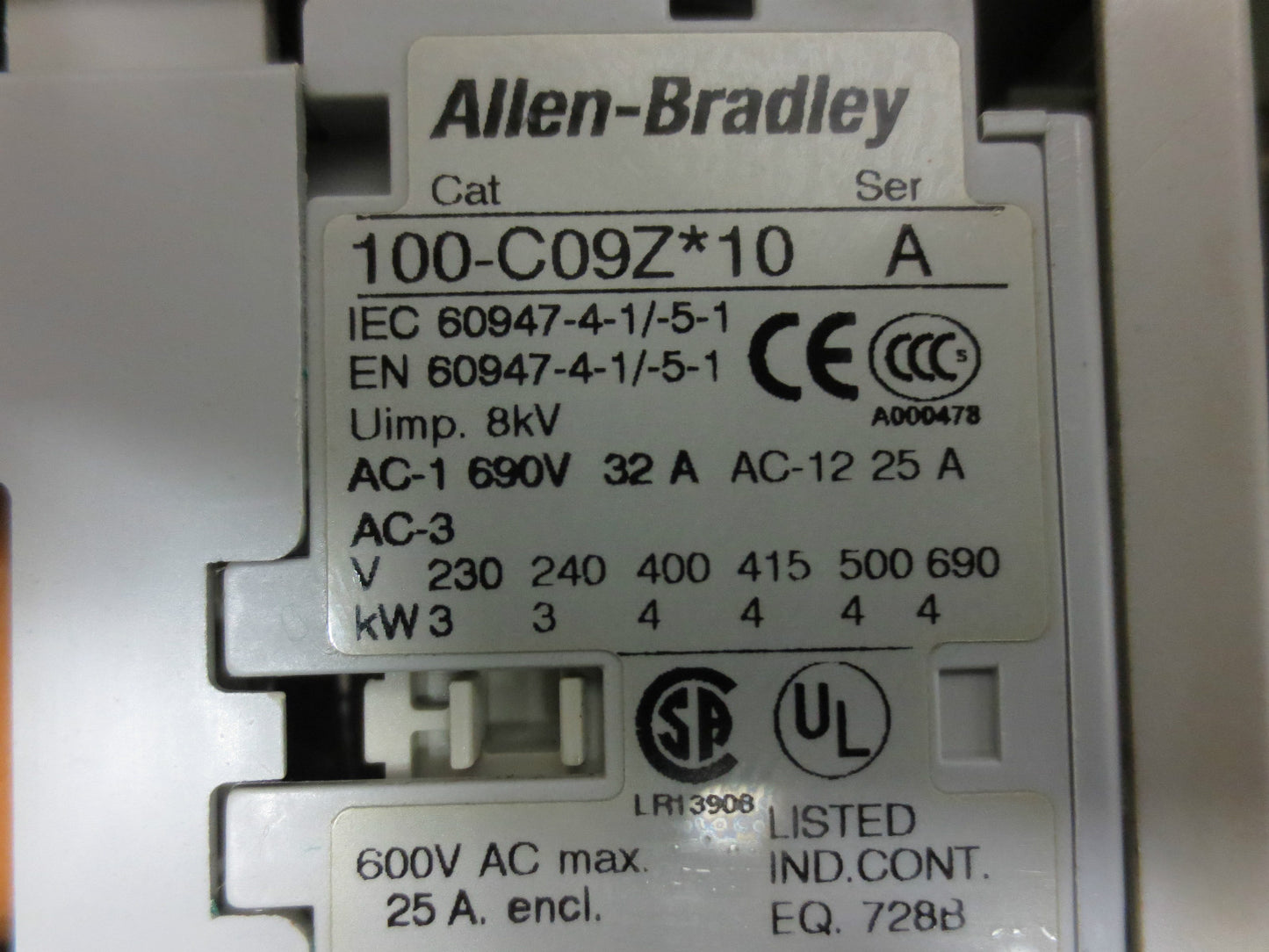 ALLEN-BRADLEY 190S-ANDJ2-CC10C / 140M-C2E-C10 / 100-C09Z*10 STARTER CONTACTOR