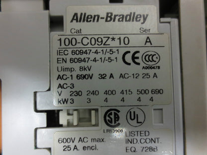 ALLEN-BRADLEY 190S-ANDJ2-CC10C / 140M-C2E-C10 / 100-C09Z*10 STARTER CONTACTOR